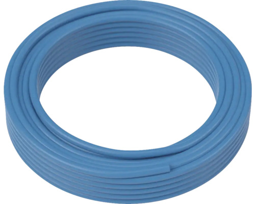 Blauer Kunststoffschlauch aufgerollt