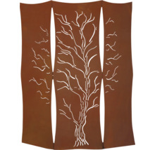 Dekorative Sichtschutzwand aus Metall mit Baum-Motiv