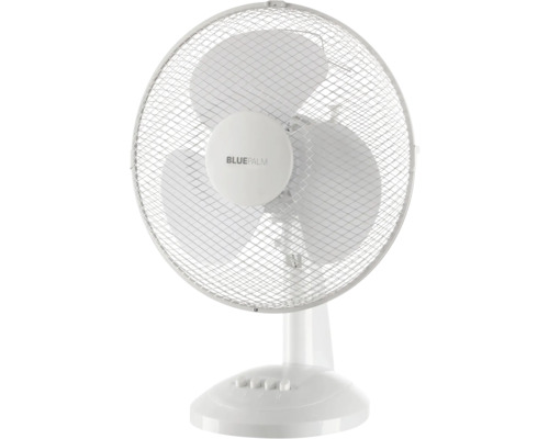 Tischventilator mit Schutzgitter und Blue Palm Logo