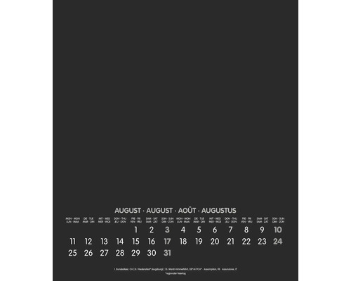 Kalenderblatt für August