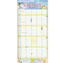 Illustrierter August Kalender mit maritimen Motiven