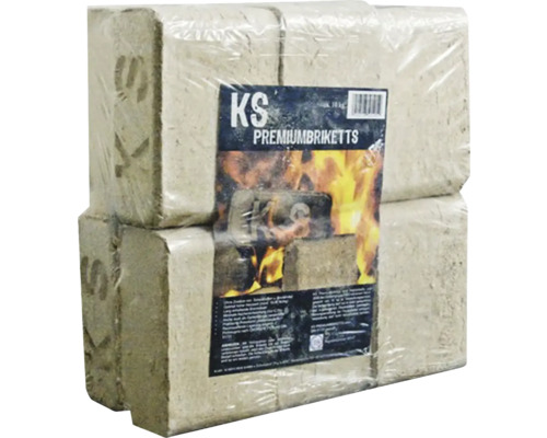Holzbriketts K. Scheucher Premium nach ÖNORM 10 kg, hell Verpackte Holzbriketts für den Kaminofen