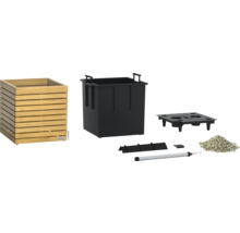 Blumenkasten aus Holz mit Bewässerungssystem und Zubehör