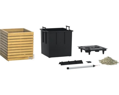 Blumenkasten aus Holz mit Bewässerungssystem und Zubehör