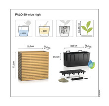 Technische Zeichnung Lechuza Palo 80 Blumenkasten mit Maßen