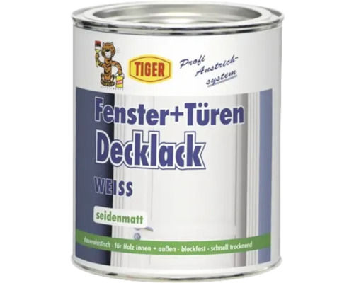 Tiger Fenster+Türen Decklack seidenmatt RAL 9016 verkehrsweiß 750 ml