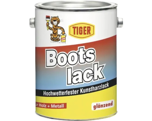 Tiger Bootslack glänzend RAL 9016 verkehrsweiß 2,5 L Bootslackdose für Holz und Metall, glänzend
