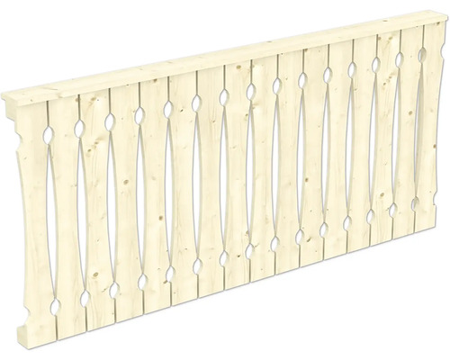 Holzzaunfeld mit vertikalen Latten und ovalen Ausschnitten