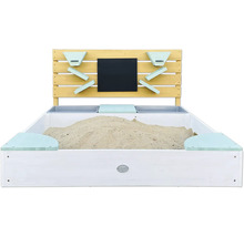 Sandkasten mit Wasserspielen und Tafel für Kinder