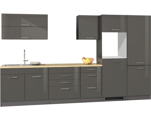 Küchenzeile Held Möbel Mailand 627.1.6211 grau/grafit 350 cm