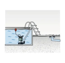 Illustration einer Tauchpumpe im Schwimmbad zur Wasserableitung