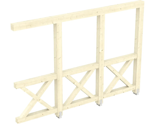 Seitenwand Andreaskreuz SKAN HOLZ 305 x 199 cm, Leimholz, natur Holzrahmenkonstruktion mit Verstrebungen für den Bau
