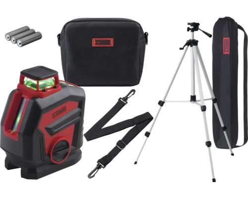JC Schwarz 360°-Kreuzlinienlaser Profi 25 m mit Stativ, grüner Laser inkl. Zubehör JC Schwarz Kreuzlinienlaser Set mit Stativ, Tasche und Zubehör