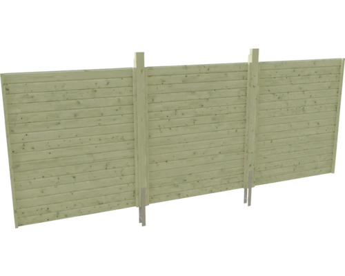 Rückwand Profilschalung SKAN HOLZ 550 x 200 cm kesseldruckimprägniert Holzzaun mit horizontalen Brettern und Pfosten