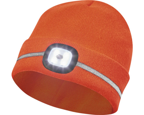 Strickmütze Gebol mit LED Licht und Reflektionsstreifen, Universalgröße, orange