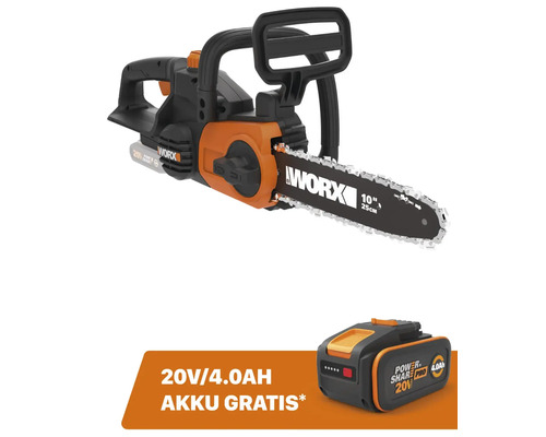 Worx Akku Kettensäge mit 25 Zentimeter Schnittlänge und Worx Akku