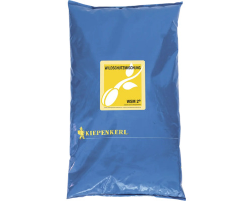 Saatgutmischung für Wildtiere in einer blauen Verpackung mit dem Kiepenkerl Logo