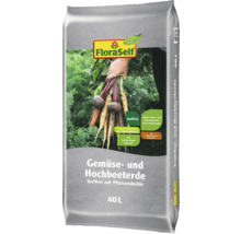 FloraSelf Gemüse- und Hochbeeterde, 40 Liter, torffrei mit Pflanzenkohle