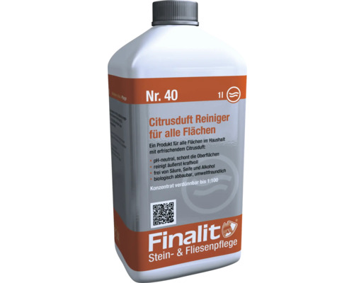 Citrusduft Reiniger Finalit für alle Flächen 1 Liter Finalit Nummer 40 Reiniger mit Citrusduft in einer Ein-Liter-Flasche für alle Oberflächen