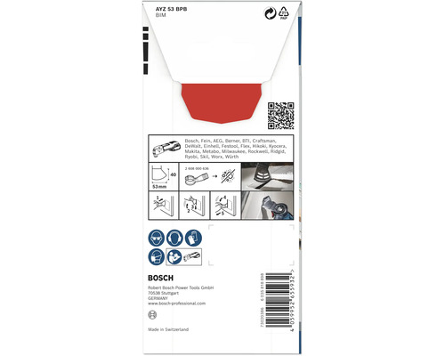 Verpackung einer Bosch AYZ 53 BPB BIM Sägeblatt