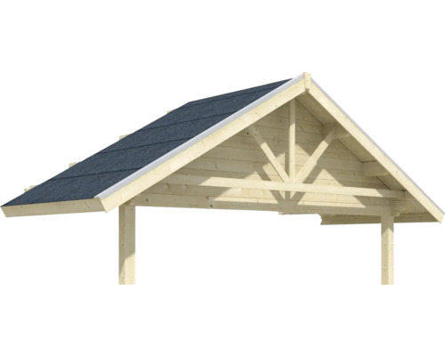 Vordach SKAN HOLZ Bern Dachpfannen, 420 x 212 cm, natur Holzcarport mit Satteldach und Bitumeneindeckung
