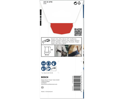 Verpackung eines Bosch AIZ 32 APIT BIM Tauchsägeblatts