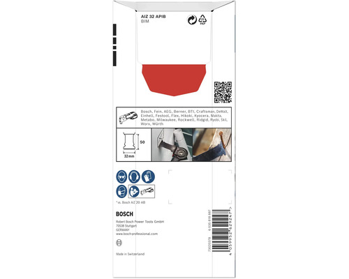 Verpackung eines Bosch AIZ 32 APIB BIM Tauchsägeblatts