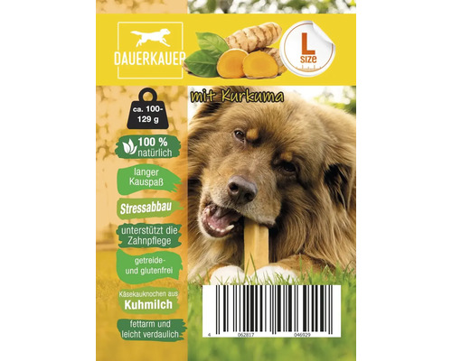 Verpackung für Hundekauartikel mit Kurkuma, Größe L, circa 100 bis 129 Gramm
