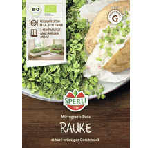 Sperli Logo. Microgreen-Pads Rauke mit scharf-würzigem Geschmack.