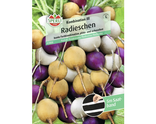 Gemüsesamen Sperli Radieschen 'Bunte Kombi', 3 Saatbänder