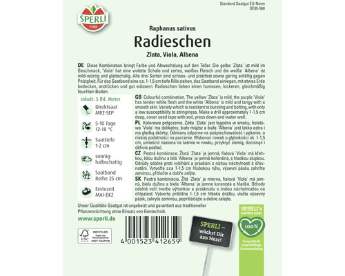 Radieschensamen der Sorte Zlata, Viola, Albena von Sperli