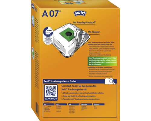 Swirl A07 Staubsaugerbeutel Verpackung