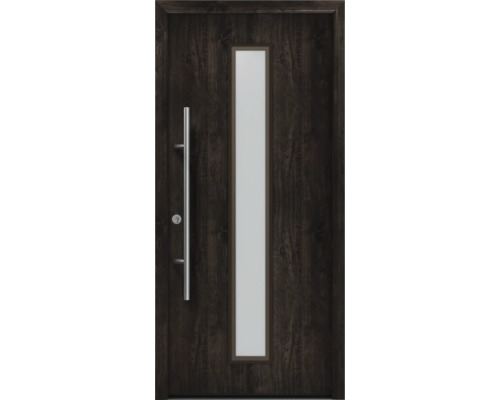 Haustür EcoStar ISOPRO Secur IPS 020S 110 x 2100 mm Links night oak inkl. Beschlag-Set,Edelstahl Stangengriff,Sicherheitsprofilzylinder mit 5 Schlüsseln