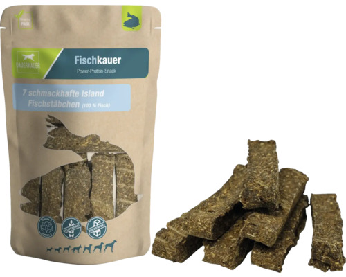 Hundesnack Dauerkauer Fischkauer Island Fischstäbchen 120 g 7 Stück Verpackung Fischkausnack für Hunde und Fischsticks