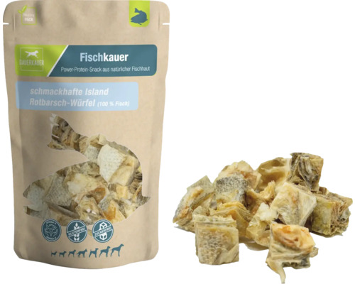 Hundesnack Dauerkauer Fischkauer Island Rotbarsch-Würfel 60 g Dauerkaer Fischkauer Rotbarsch Würfel Hundesnack