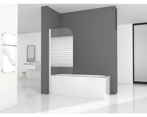 Badewannenfaltwand Aurlane White Elegance 1 1-teilig 750x1400 mm Echtglas Klar hell weiß