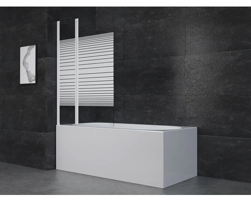 Badewannenfaltwand Aurlane White Elegance 2 2-teilig 1000x1400 mm Echtglas Klar hell weiß