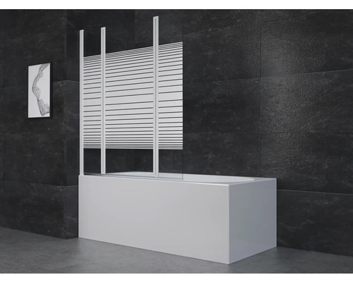 Badewannenfaltwand Aurlane White Elegance 3 3-teilig 1250x1400 mm Echtglas Klar hell weiß