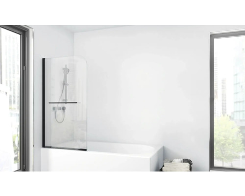 Badewannenfaltwand Aurlane Black Spirit 1 1-teilig 750x1400 mm Echtglas Kalr hell schwarz