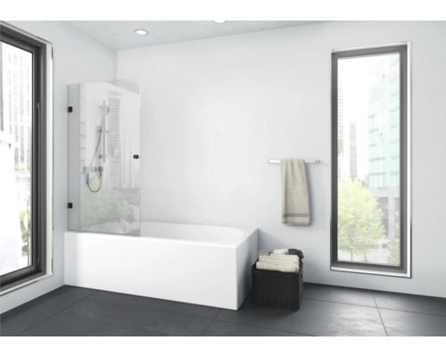 Badewannenfaltwand Aurlane Black Soul 1 1-teilig 800x1400 mm Echtglas Klar hell schwarz