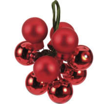 Dekorative rote Christbaumkugeln mit Aufhängung