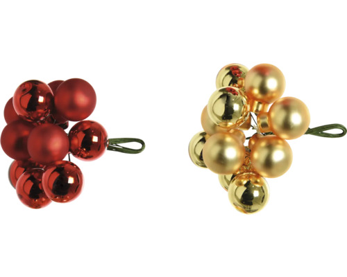 Dekorative Christbaumkugeln in Rot und Gold