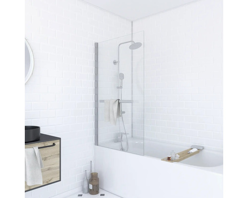 Badewannenfaltwand Aurlane Prime Chrom 1-teilig 850x1500 mm Echtglas Klar hell chrom