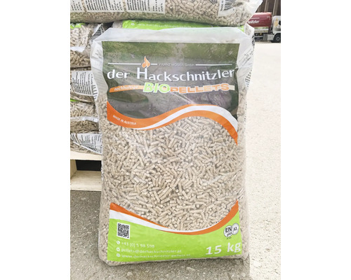 Sack Holzpellets mit 15 Kilogramm Inhalt