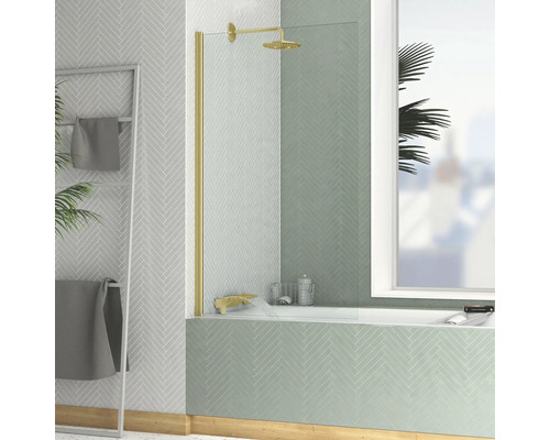 Badewannenfaltwand Aurlane Essential Gold 1-teilig 800x1400 mm Echtglas Klar hell gold