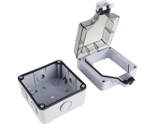 Aufputzgehäuse mit transparentem Deckel für Elektroinstallationen