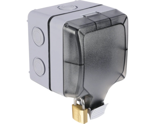 Feuchtraum Steckdose mit Vorhängeschloss