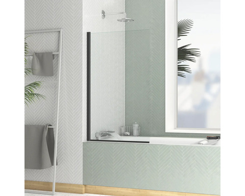 Badewannenfaltwand Aurlane Essential 1-teilig 700x1200 mm Echtglas Klar hell schwarz