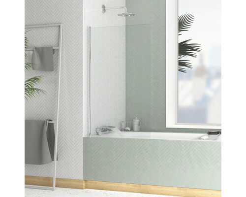 Badewannenfaltwand Aurlane Essential 1-teilig 700x1200 mm Echtglas Klar hell chrom Badezimmer mit Badewanne, Duschabtrennung aus Glas und Handtuchhalter