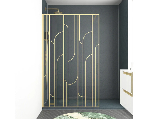 Raumdusche Aurlane Art Deco Gatsvy Round 1200x1950 mm Echtglas Klar hell gold Reversibel
